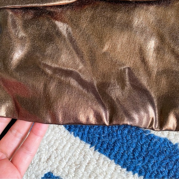 🌟 ZARA COPPER FAUX LEATHER METALLIC OPEN SHOULDER CROP TOP! - Picture 8 of 15